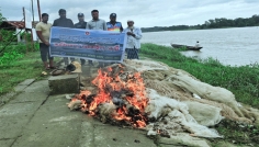 হালদায় অভিযানে ৬ হাজার ৩শ মিটার অবৈধ জাল জব্দ
